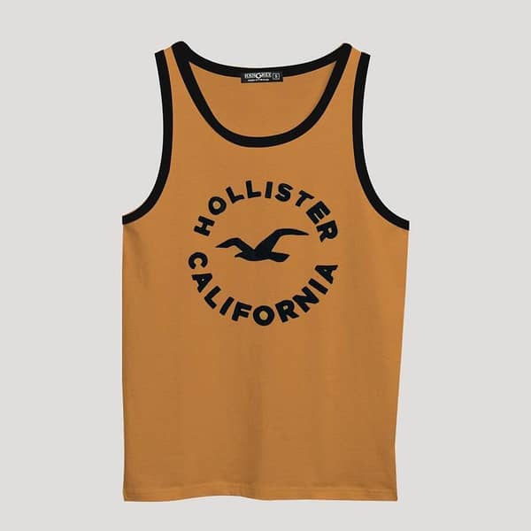 Men Graphic Printed Active Fit Sleeveless Vest - Mustered Yellow