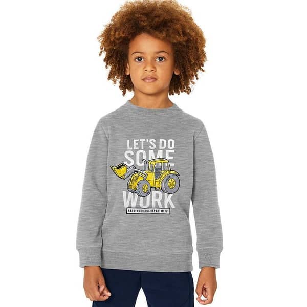 Boy's "Let's Do Some Work" Printed Sweat Shirt - Gray