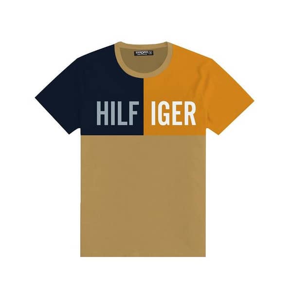 Boys Printed Patch Style Contrast Tee Shirt - Skin Brown