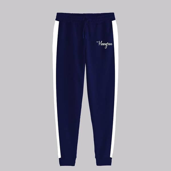Hangree Signature Emb Close Bottom Panel Fashion Sweat Pant - Navy