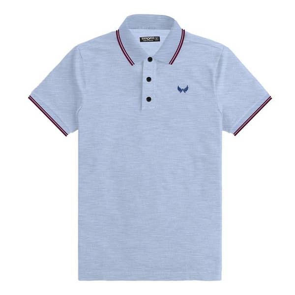 Signature Embroidered Tipping Collar Polo - Light Gray