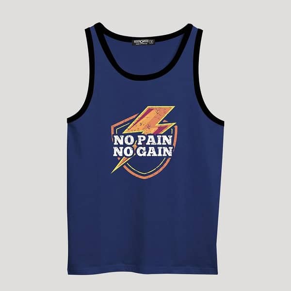 HG "NO PAIN NO GAIN" Printed Stylish Vest For Men's - Marine Blue