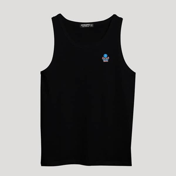 Plain Black Cotton Sleeveless Vest For Men's