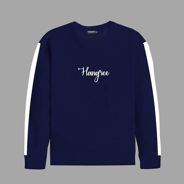 Hangree Signature Emb Panel Fashion Sweat Shirt - Navy