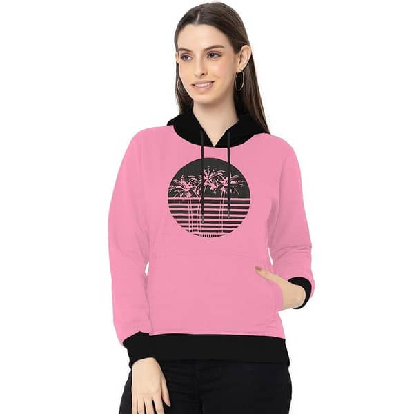 Women Graphic Printed Fashion Hoodie - Pink