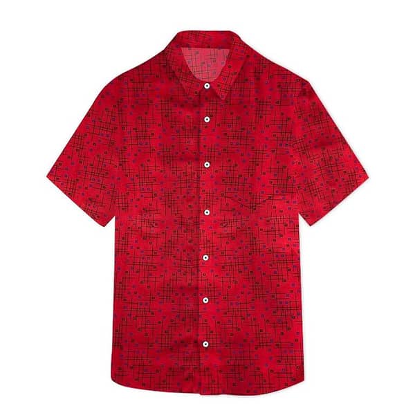 Men’s Geometric Pattern Half Sleeve Casual Shirt – Red