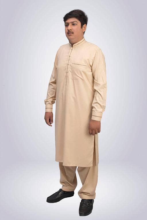 Wash N Wear Fashion Work Shalwar Kameez - Beige