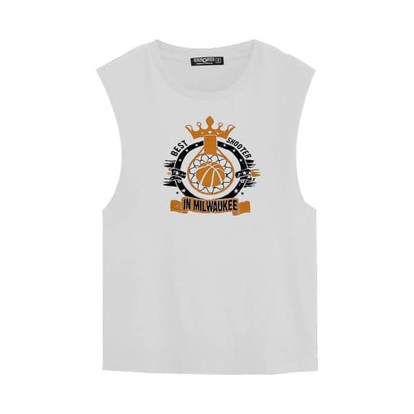 Graphic Printed Sleeveless Tee Shirt - White