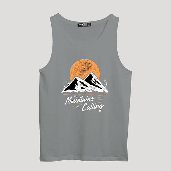 HG "Mountains" Printed ActiveFit Sleeveless Vest - Silver Gray