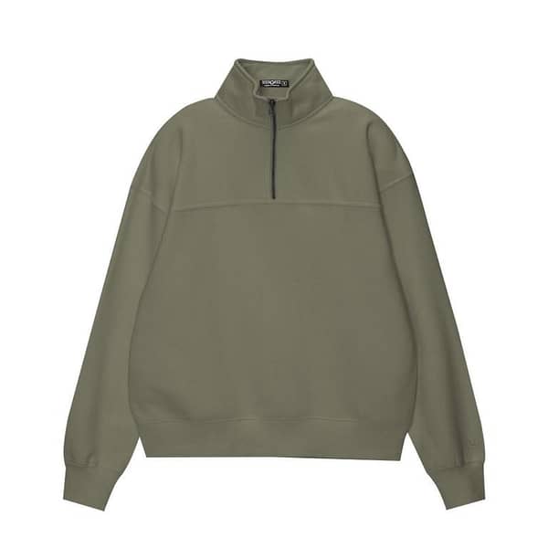 Men's Mock Neck Cut & Sew Panel Sweat Shirt - Camo Green