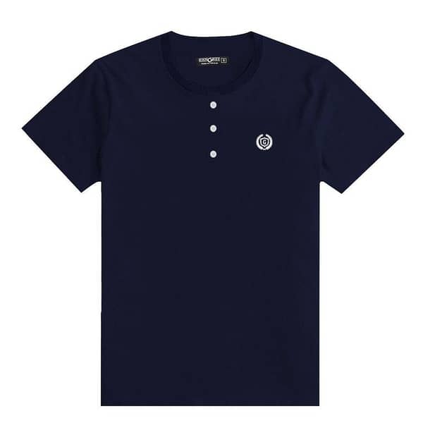 HG Signature Emb Henley Tee - Navy