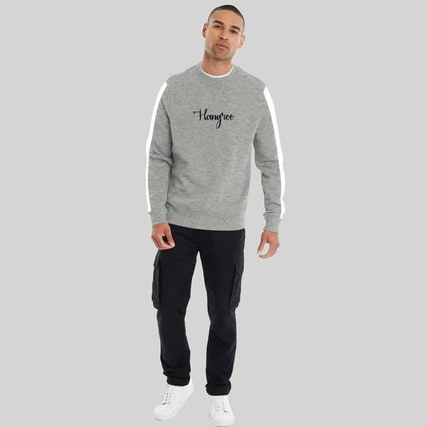 Hangree Signature Emb Panel Fashion Sweat Shirt - Hyder gray