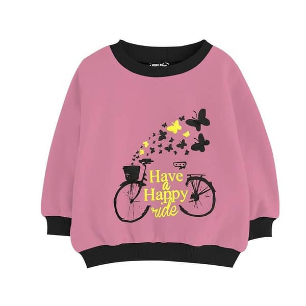 Girl's Graphic Printed Sweat Shirt - Tea Pink
