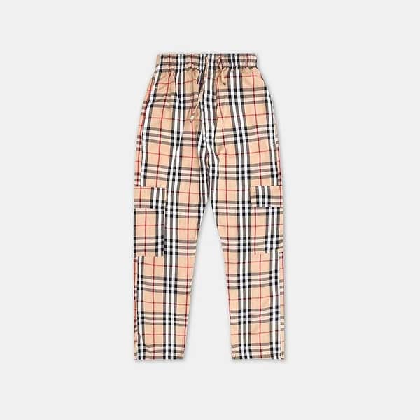 Men Cargo Casual Check Trouser - Beige