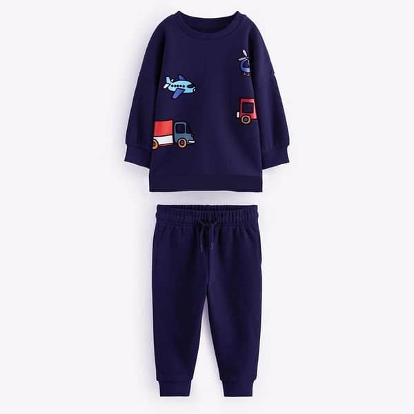 Unisex Graphic Printed Twin Set - Dark Navy