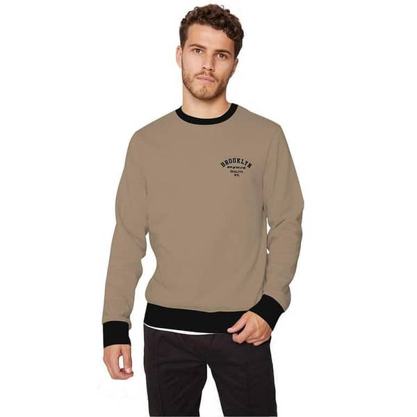 Sleek "Brooklyn" Printed Sweat Shirt - Skin Brown