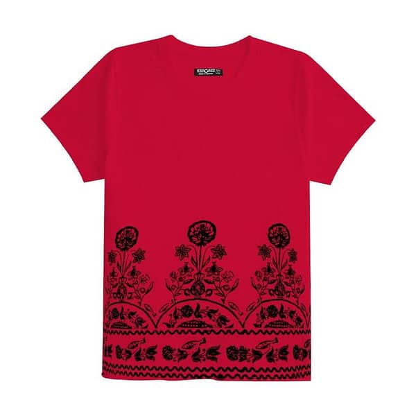Women Floral Printed Tee Shirt - Red