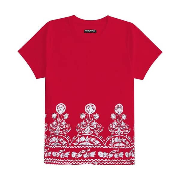 Women Floral Printed Tee Shirt - Red