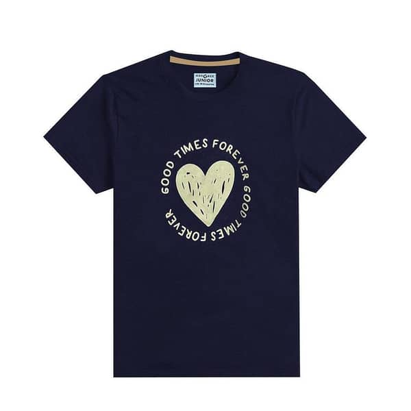 HG Boy's "GOOD TIMES" Printed Memorable T-Shirt - Navy