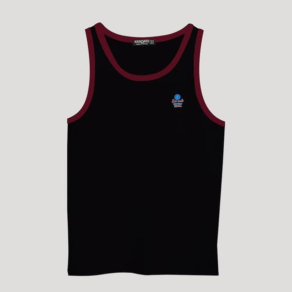 Men's Printed Black Cotton Vest Without Sleeves