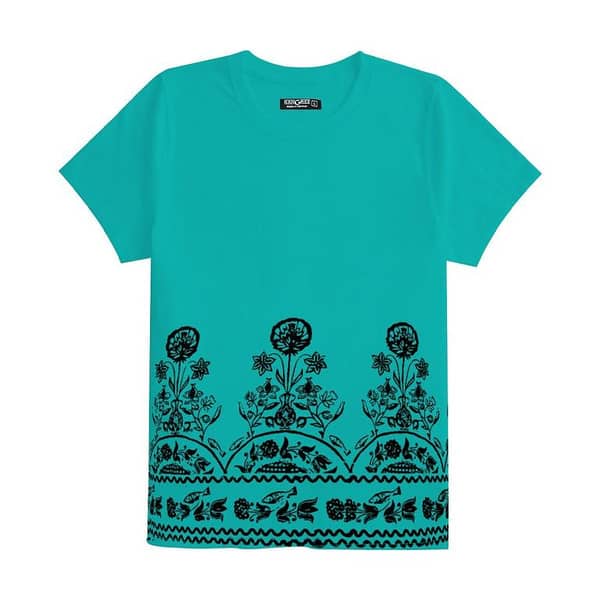 Women Floral Printed Tee Shirt - Sea Green