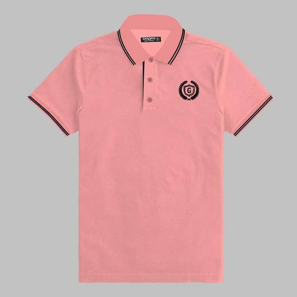 HG Signature Emb Tipping Collar Polo Shirt - Sea Pink