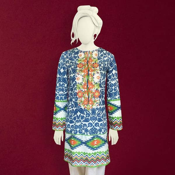 Women Embroidered Lawn Straight Style Kurti