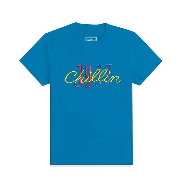 JUST CHILLING EMB O NECK BOY'S TEE SHIRT - TURQUOISE