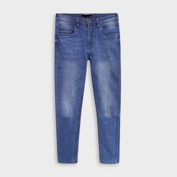 Branded Mid Blue Wash Slim Fit Denim Pant