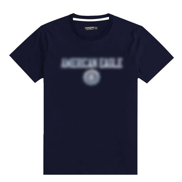 Signature Printed O Neck Tee Shirt - Navy