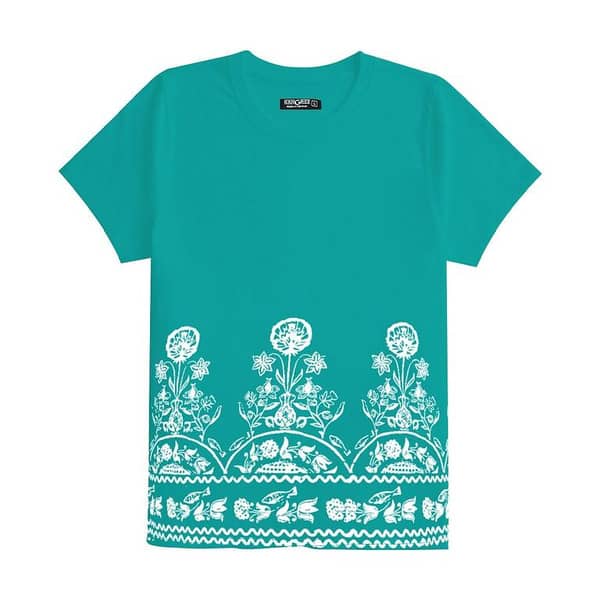 Women Floral Printed Tee Shirt - Sea Green