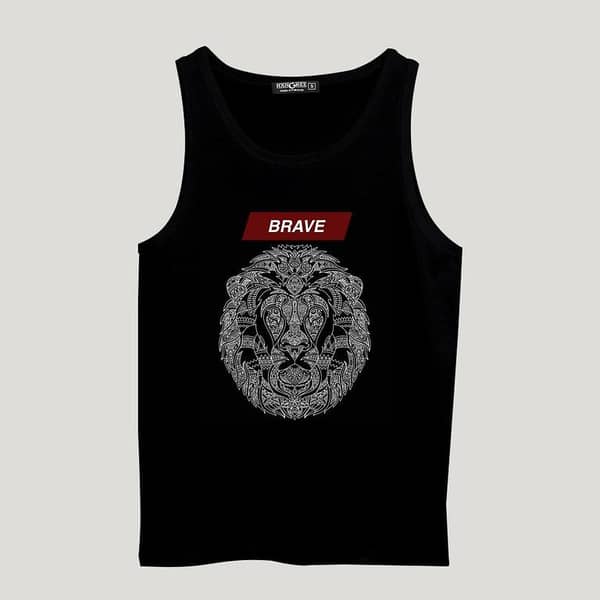 HG Graphic Printed Classic Airy Sleeveless Vest - Black