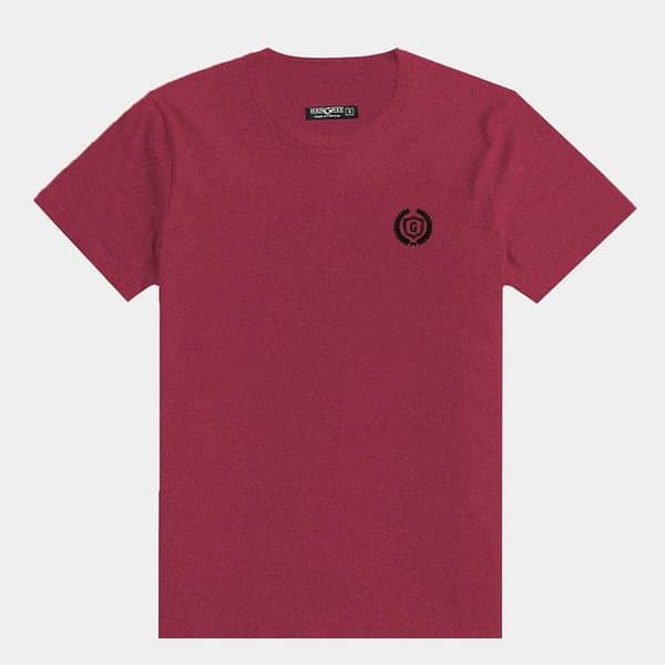 Men's Signature Emb. Round Neck Tee Shirt - Burgundy
