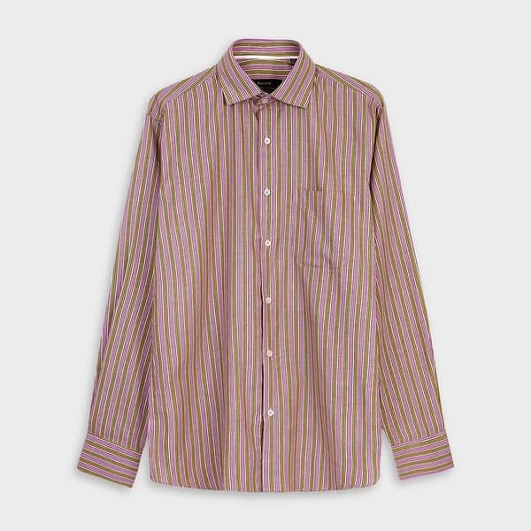 Oxford Collar Vertical Multi Lining Semi Formal Shirt