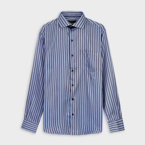 Oxford Collar Vertical Multi Lining Semi Formal Shirt