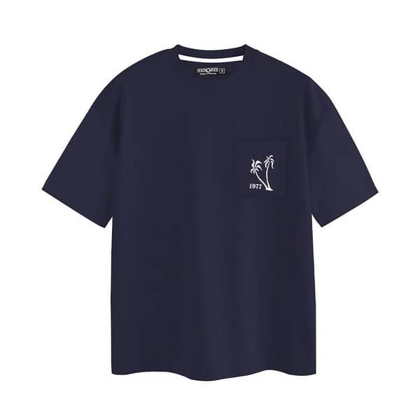 OVERSIZE DOWN SHOULDER TEE SHIRT - NAVY