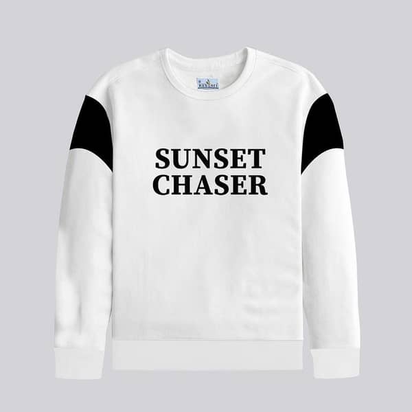 HG "SUNSET CHASER" Printed Contrast Fashion Sweat Shirt - White