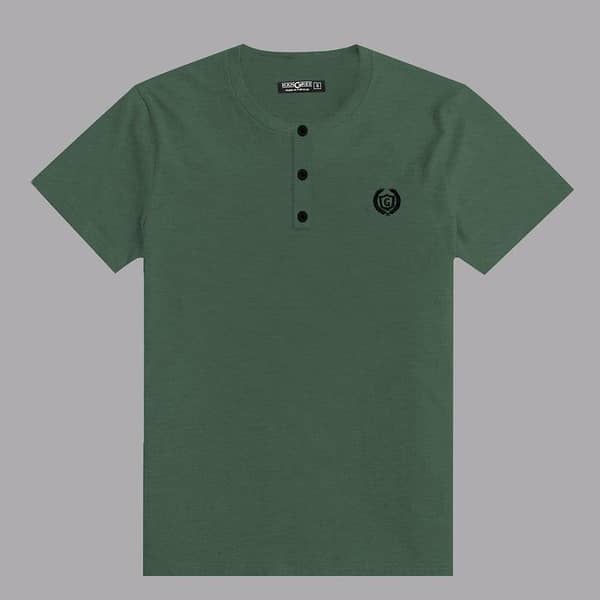 HG Signature Emb Henley Tee - Green