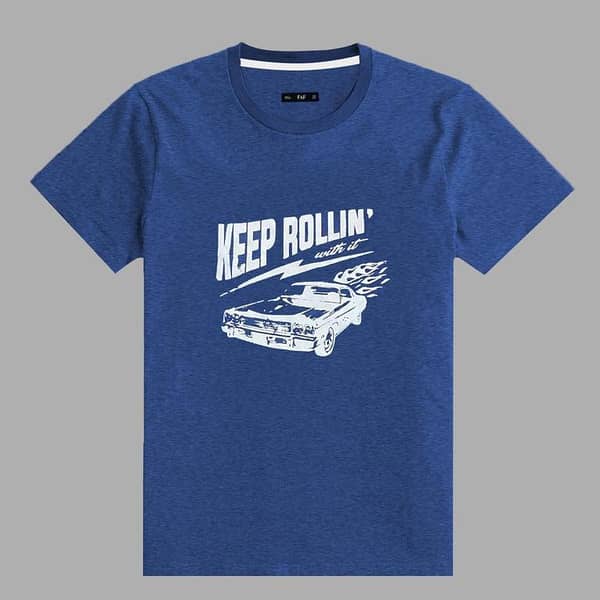 Exclusive Printed Bright Blue Tee Shirt