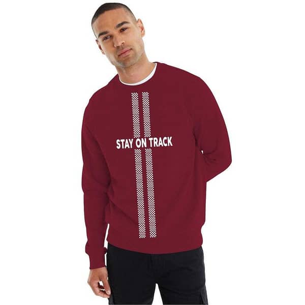 HG "STAY ON TRACK" Printed Premium Sweat Shirt - Maroon
