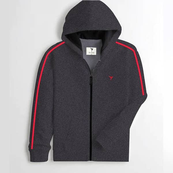 RR ELEGANT CHARCOAL GRAY CONTRAST FASHION HOODIE