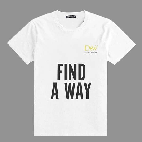 WHITE "FIND A WAY" PRINTED TEE SHIRT