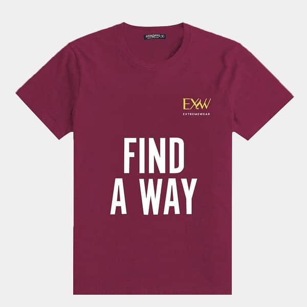 Maroon "FIND A WAY" Printed Tee Shirt