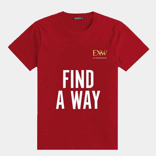 Red "FIND A WAY" Printed Tee Shirt