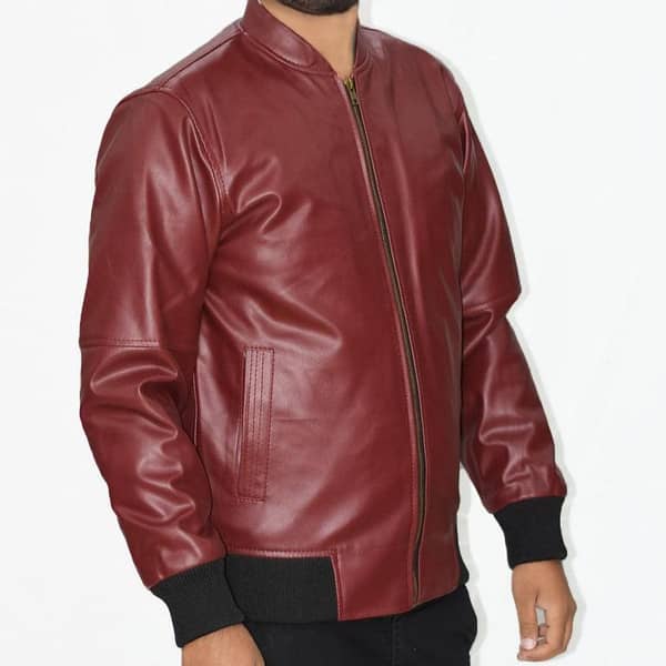 Men Bomber Style PU Leather Jacket