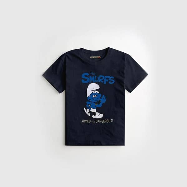 Navy Printed Kids Tee