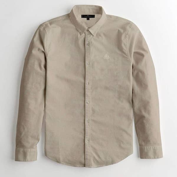S/H SKIN BROWN SOLID CASUAL SHIRT