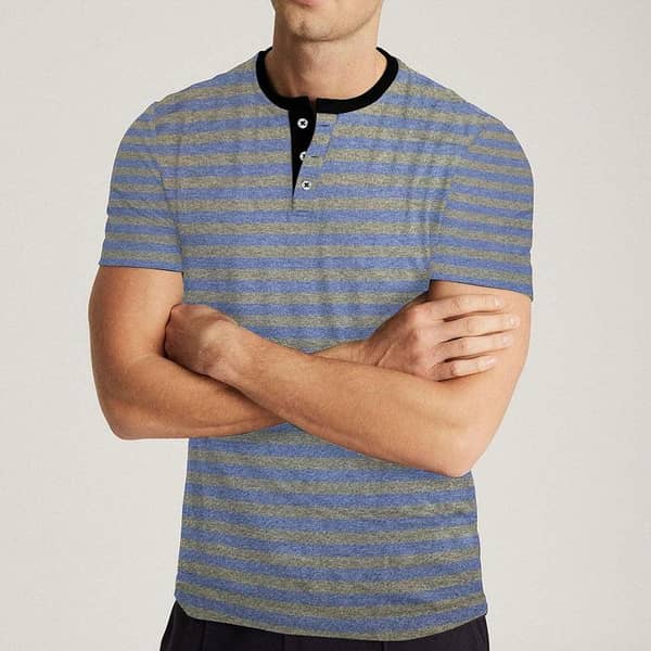 UNIQUE STRAP FASHION HENLEY TEE SHIRT