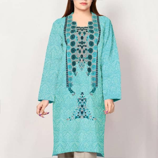 Women Long Style Embroidered Lawn Kurti