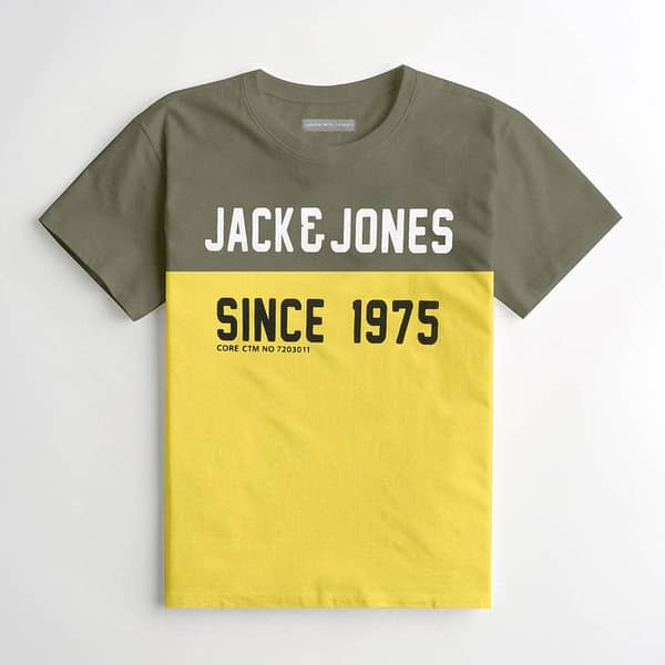 J & J Yellow Green Signature Printed Tee